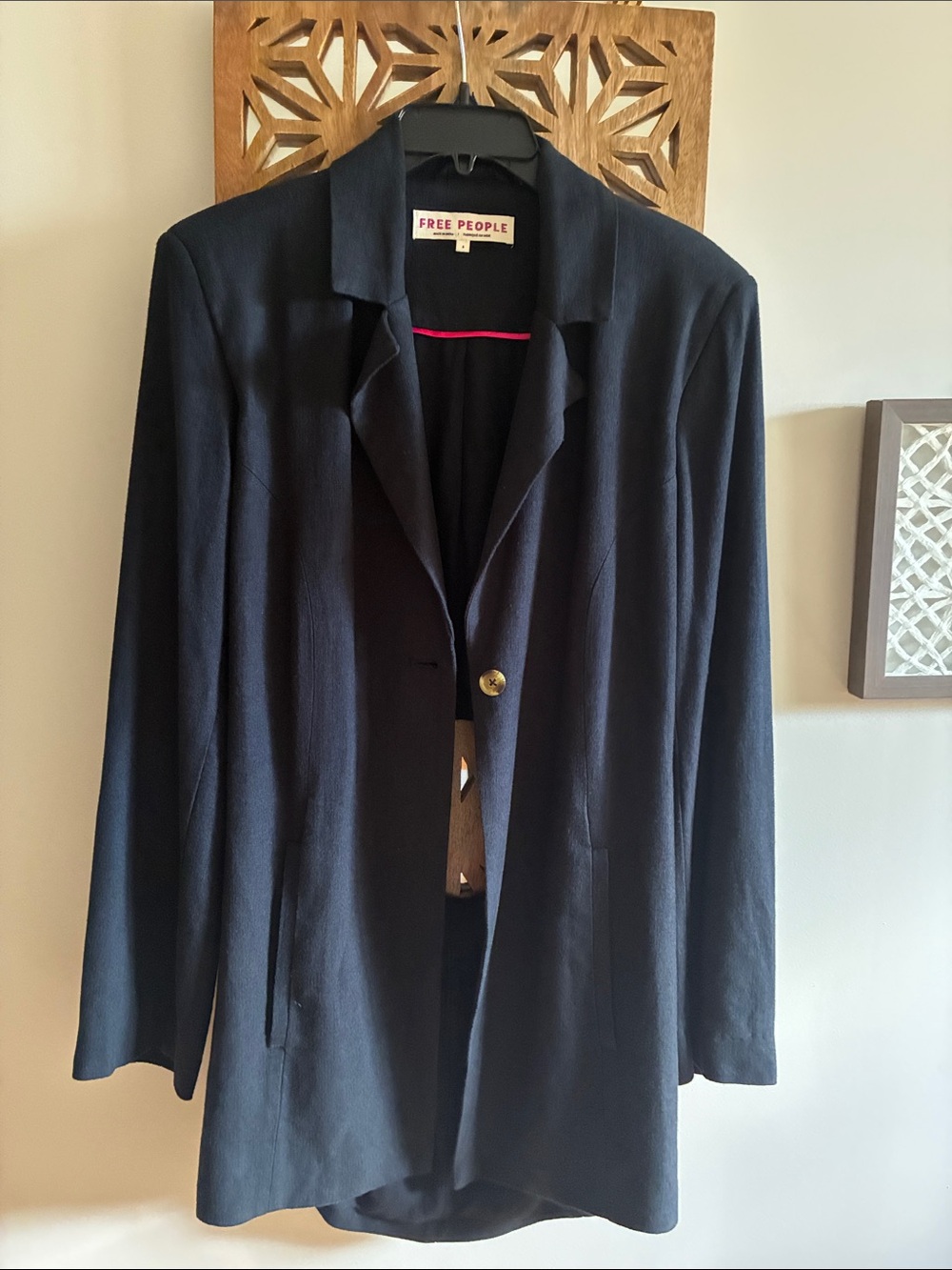 NWOT: Free People open back linen blazer